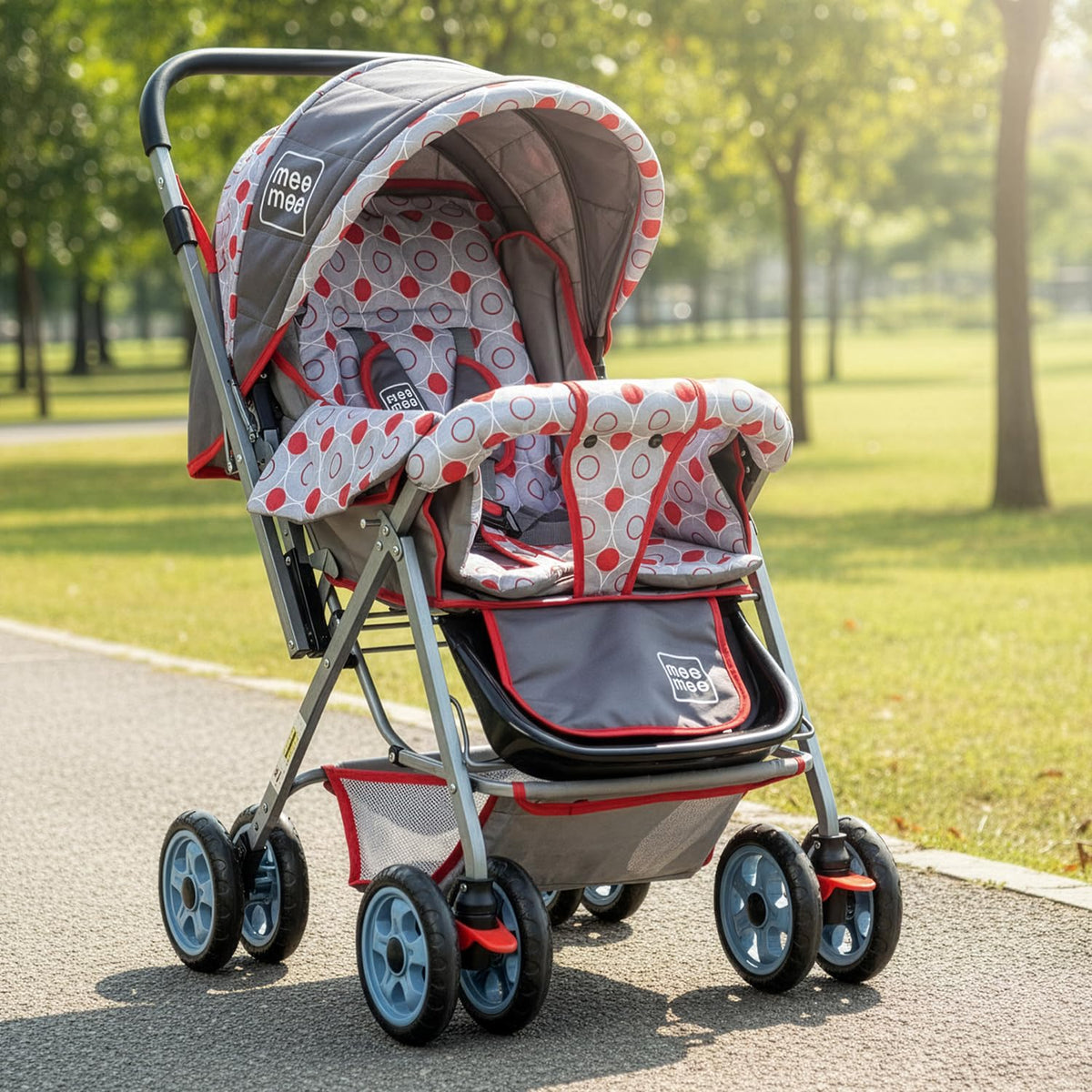 Mee Mee Little Explorer Advance Baby Stroller/Pram For 0 To 3 Years, New Born/Kid, 5 Point Safety Harness, Adjustable Backrest, 