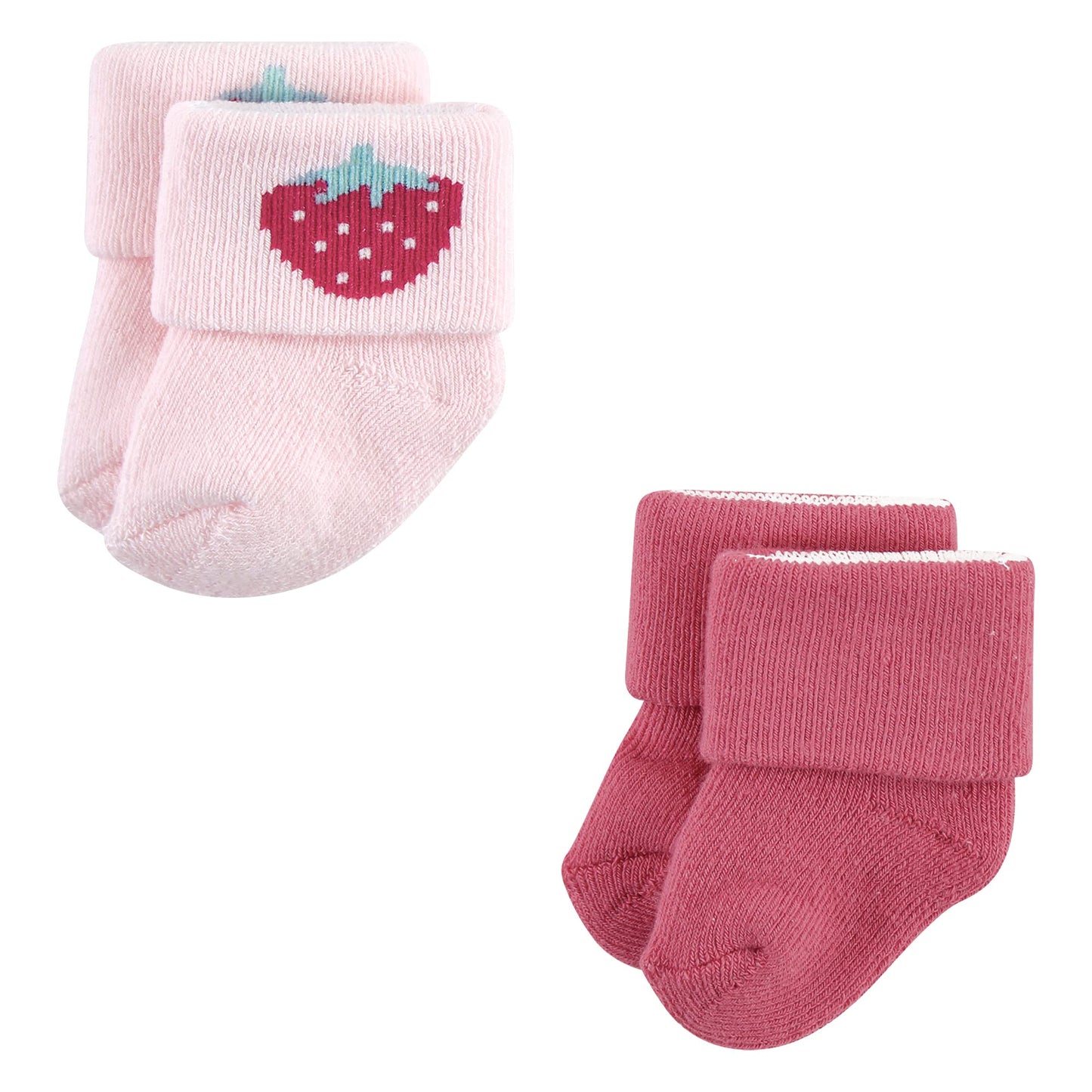 Hudson Baby Baby Girls Cotton Rich Newborn And Terry Socks, Strawberry 12-Pack, 0-6 Months Us