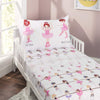 Everyday Kids 3-Piece Toddler Fitted Sheet, Flat Sheet And Pillowcase Set - Born To Dance Ballerina - Soft Breathable Microfiber