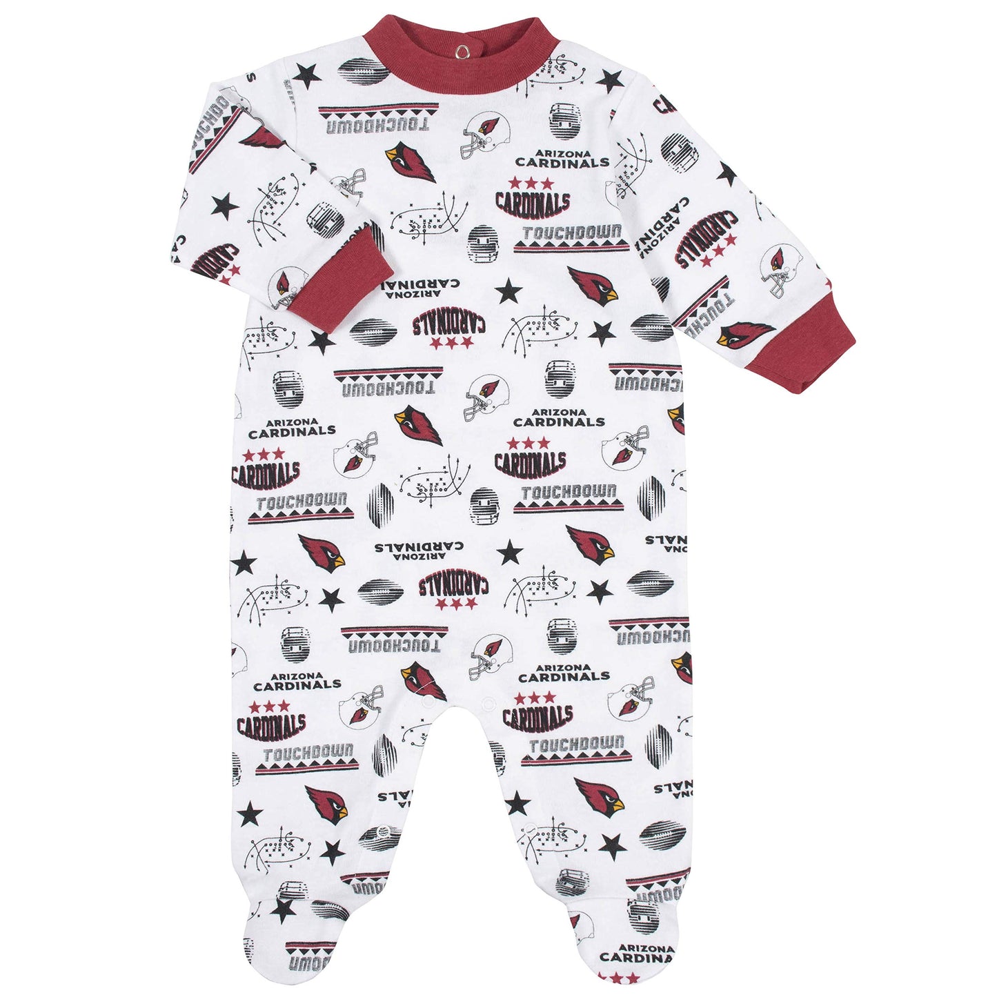 Nfl Arizona Cardinals 3 Pack Bodysuit Sleep N Play Footie Cap Registry Gift Set, Red/White Arizona Cardinals, 3-6M