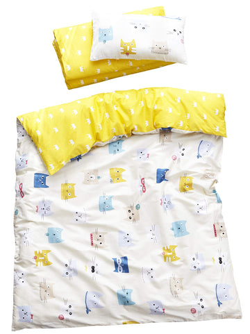 Meju Cat Kitty 100% Cotton Duvet Cover 43' X 59' + Pillowcase 13' X19' Bedding Set With Zipper Closure For Baby Toddler Boys
