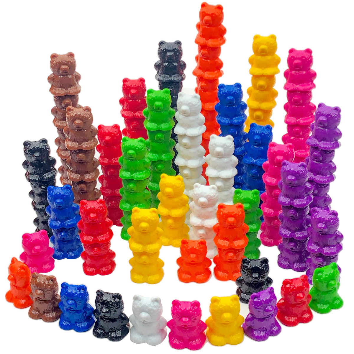 Skoolzy Stackable Counting Bears Color Sorting Toys for Toddlers 100 p ...