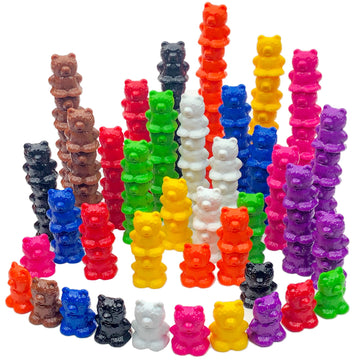 Skoolzy Stackable Counting Bears Color Sorting Toys for Toddlers 100 pc - Montessori Toddler Sorting Toys, Sorting Games, Teachi