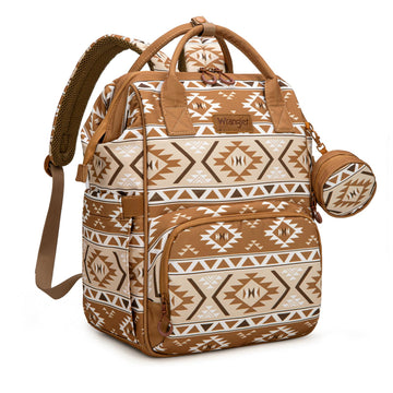 Wrangler Aztec Backpack Multifunction Baby Travel Bag with Changing Pad, Stroller Straps and Pacifier Case WG2204-91103TN