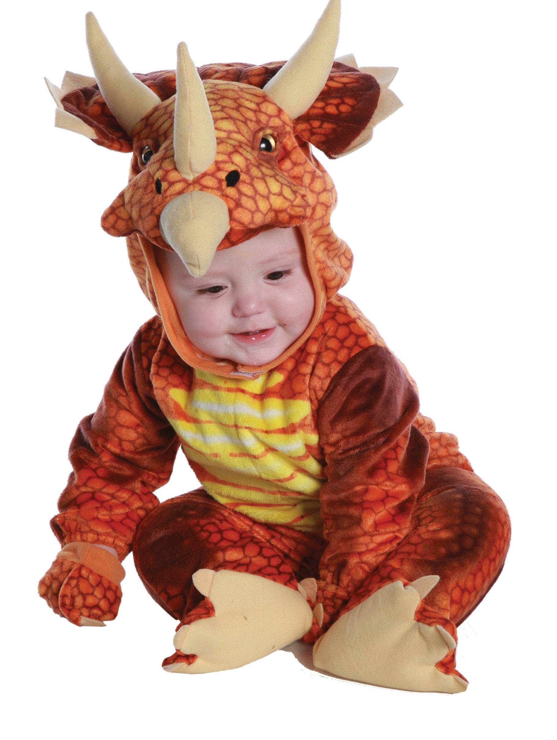 Underwraps Costumes Baby'S Triceratops Costume Jumpsuit, Rust, Small (6-12 Months)