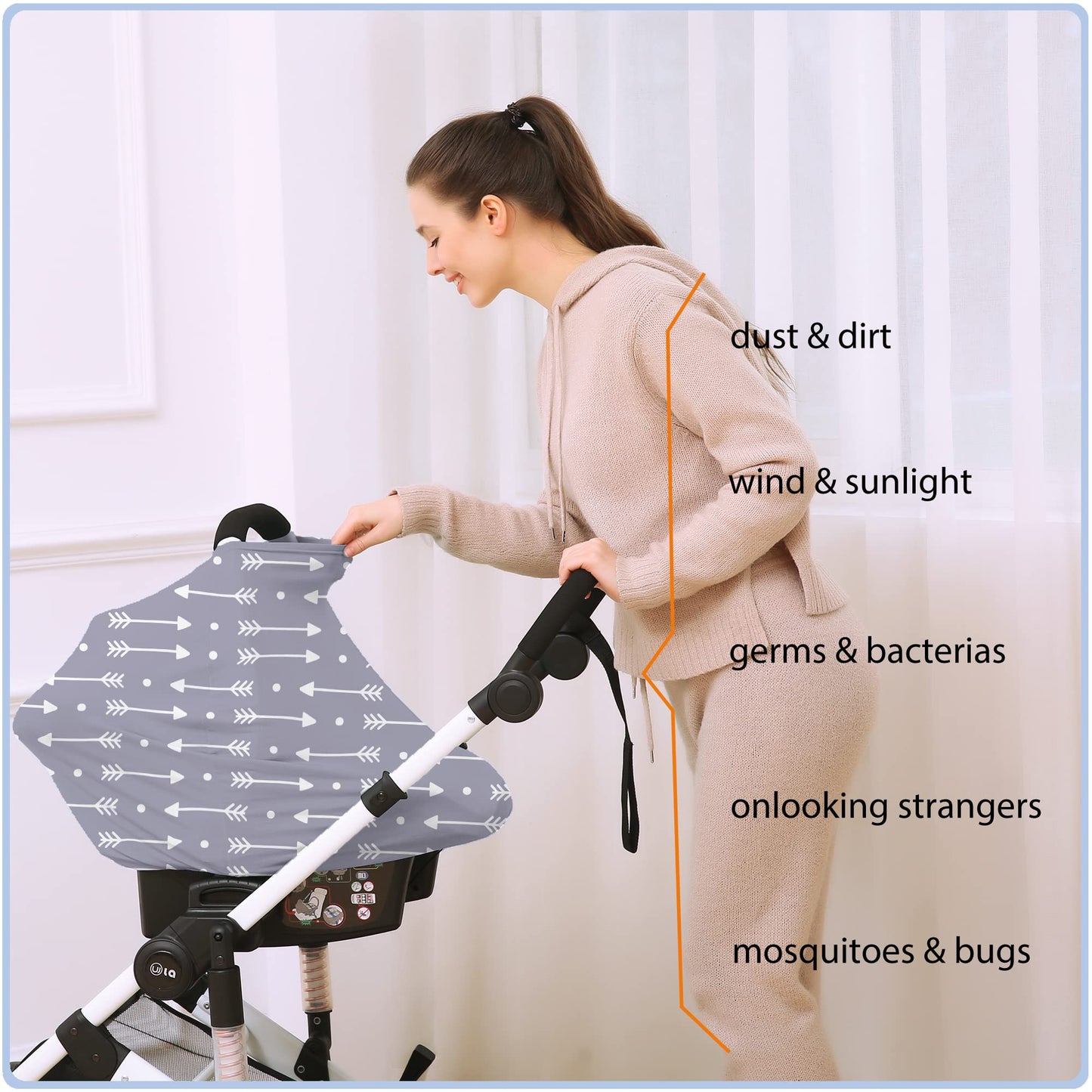 Car Seat Covers For Babies - Multi- Use Nursing Carseat Canopy, Breastfeeding Covers, Baby Shower Gifts For Boys And Girls (Dot