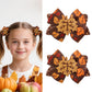 Doneace Fall Thanksgiving Hair Bow Clips Maple Leaf Glitter Bow Hair Barrette Brown Sequins Grosgrain Bow Hairpins for Girls Tod