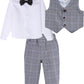 A&J Design Baby Suits For Boys Gentleman Wedding Formal Ring Bearer Plaid Outfit Dress Clothes Tuxedo Set Light Gray 18-24 Month