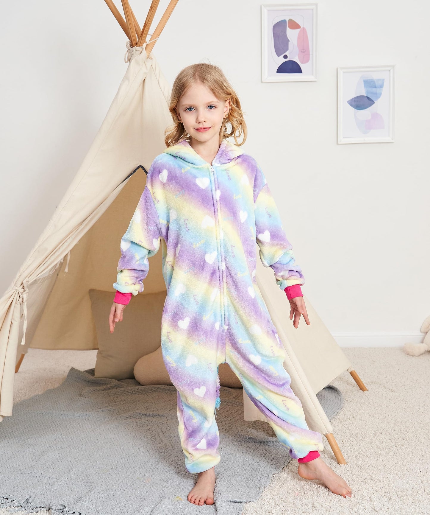 Kids Unicorn Onesie Girls Animal Costume Cosplay Pajamas 5 Years