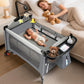 5 in 1 Pack and Play Baby Bassinet, Bedside Crib Sleeper, Portable Baby Crib with Diaper Changer, Storage Rack& Music Box Toy Ba