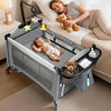 5 in 1 Pack and Play Baby Bassinet, Bedside Crib Sleeper, Portable Baby Crib with Diaper Changer, Storage Rack& Music Box Toy Ba