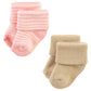 Hudson Baby Unisex Baby Cotton Rich Newborn And Terry Socks, Pink Tan Stripe, 6-12 Months