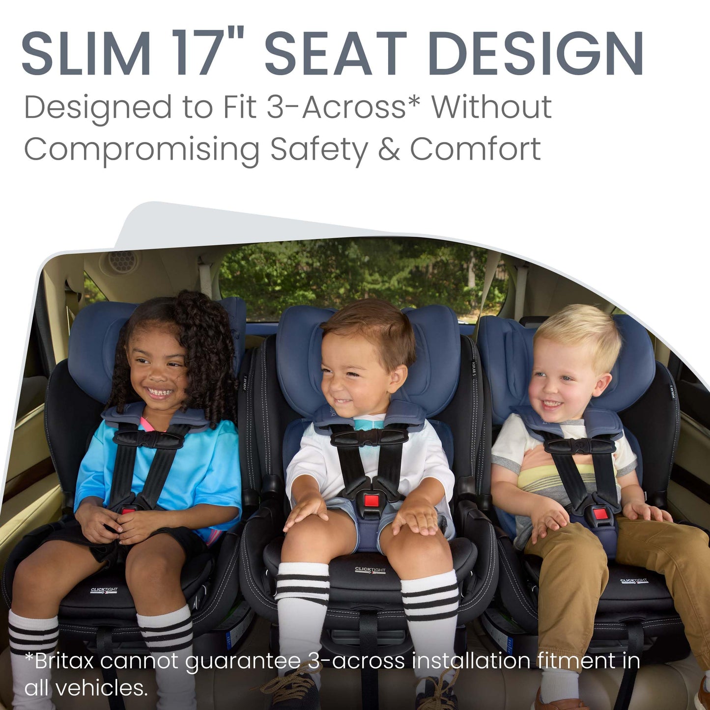 Britax Poplar S Convertible Car Seat, 2-In-1 Car Seat With Slim 17-Inch Design, Clicktight Technology, Arctic Onyx