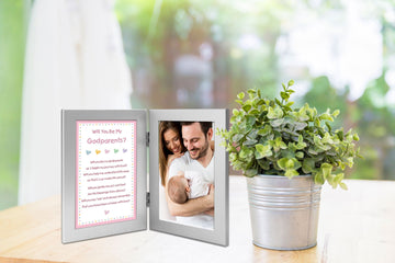 Poetry Gifts Will You Be My Godparents From Baby Girl Godchild, Add 4X6 Photo To Double Frame