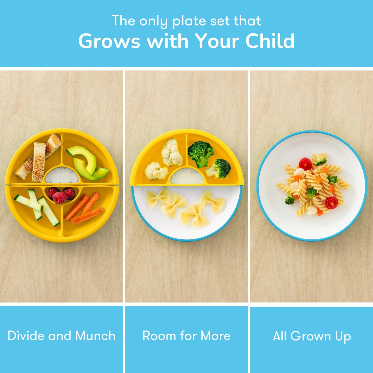 Omie? Easy Scoop Plates For Kids | Unique Design Helps Food Fall Into The Spoon, Not On The Table | Made From Plants | 3 Plates