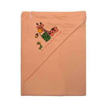 SkinCo Beauty Hooded Towel Orange, 75 x 70 cm, 100% Bio Washed Combed Cotton