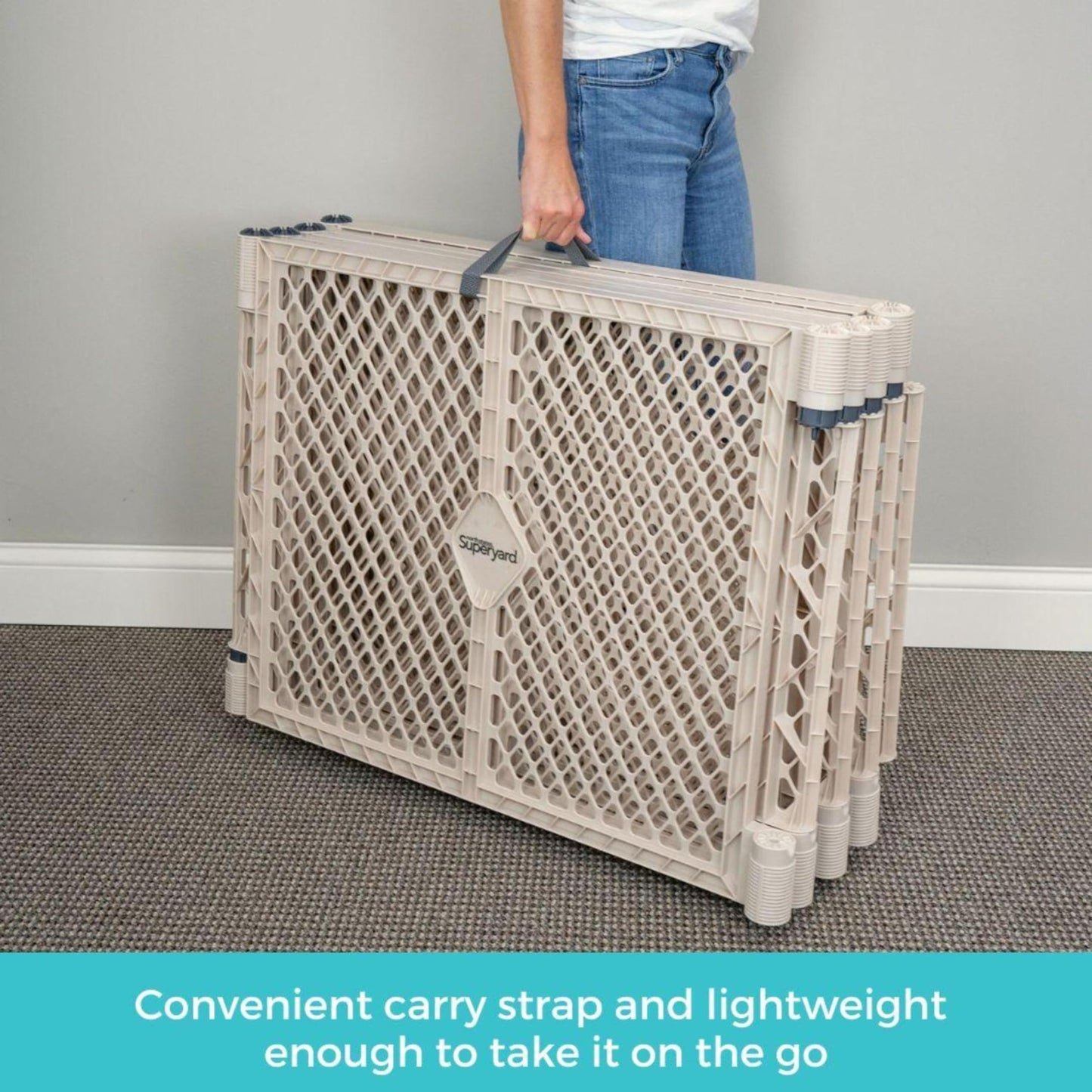 Toddleroo By North States Superyard 8 Panel Free Standing Play Yard, Indoor Or Outdoor Baby Playpen, Baby Gate. Made In Usa. 6.5