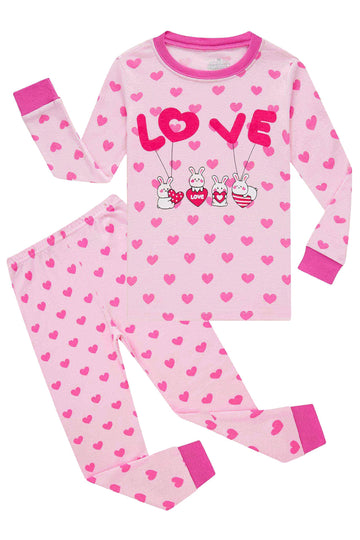 Kikizye Baby Girls Valentine'S Day Pajamas Kids Pink Bunny Easter Pajamas Cotton Pjs Toddler Rabbit Sleepwear Size 18-24 Months