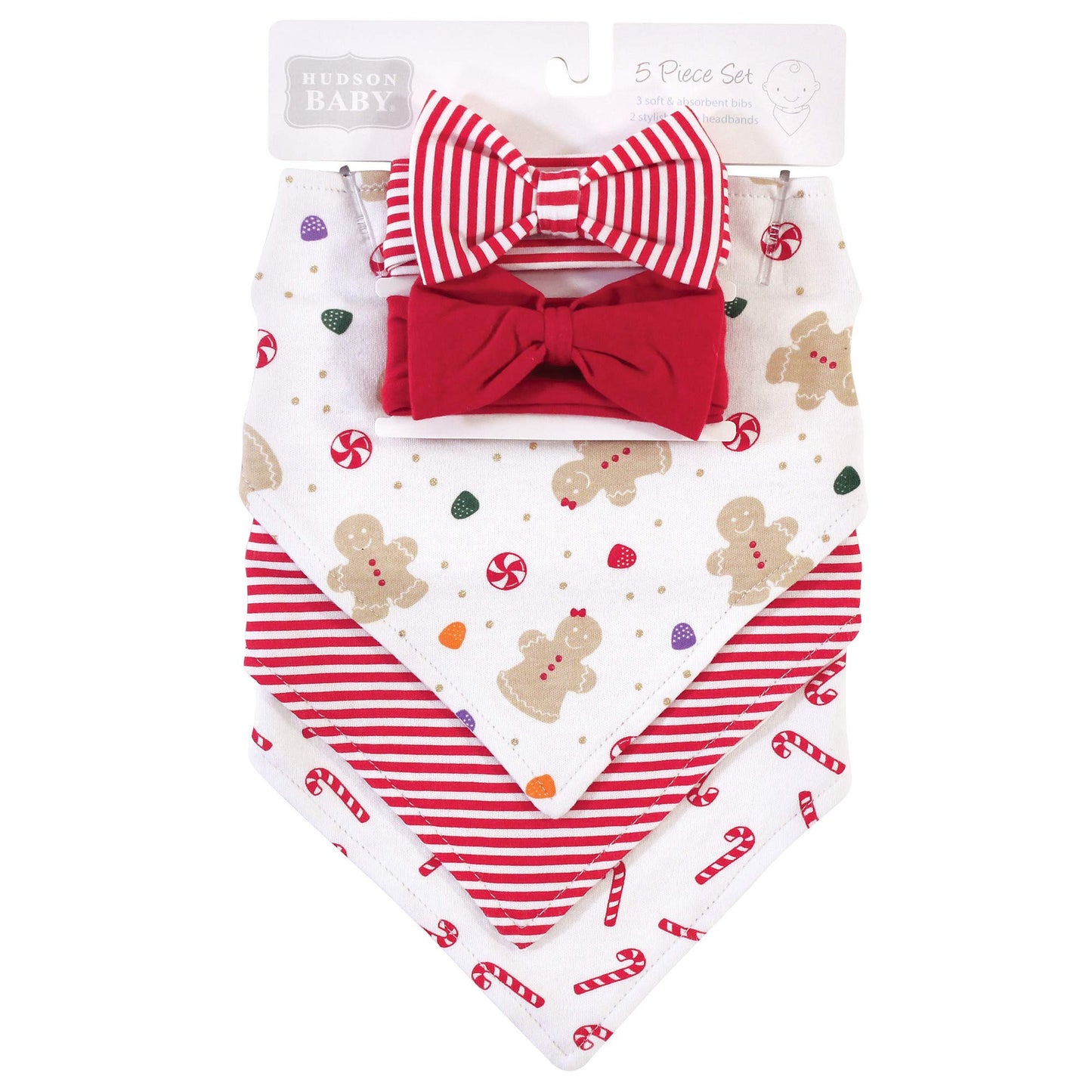 Hudson Baby Unisex Baby Cotton Bib And Headband Or Caps Set, Sugar Spice, One Size