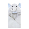 Hudson Baby Unisex Baby Cotton Animal Face Hooded Towel, White Dots Gray Elephant, One Size