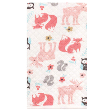 Hudson Baby Unisex Baby Quilted Burp Cloths, Girl Forest, One Size