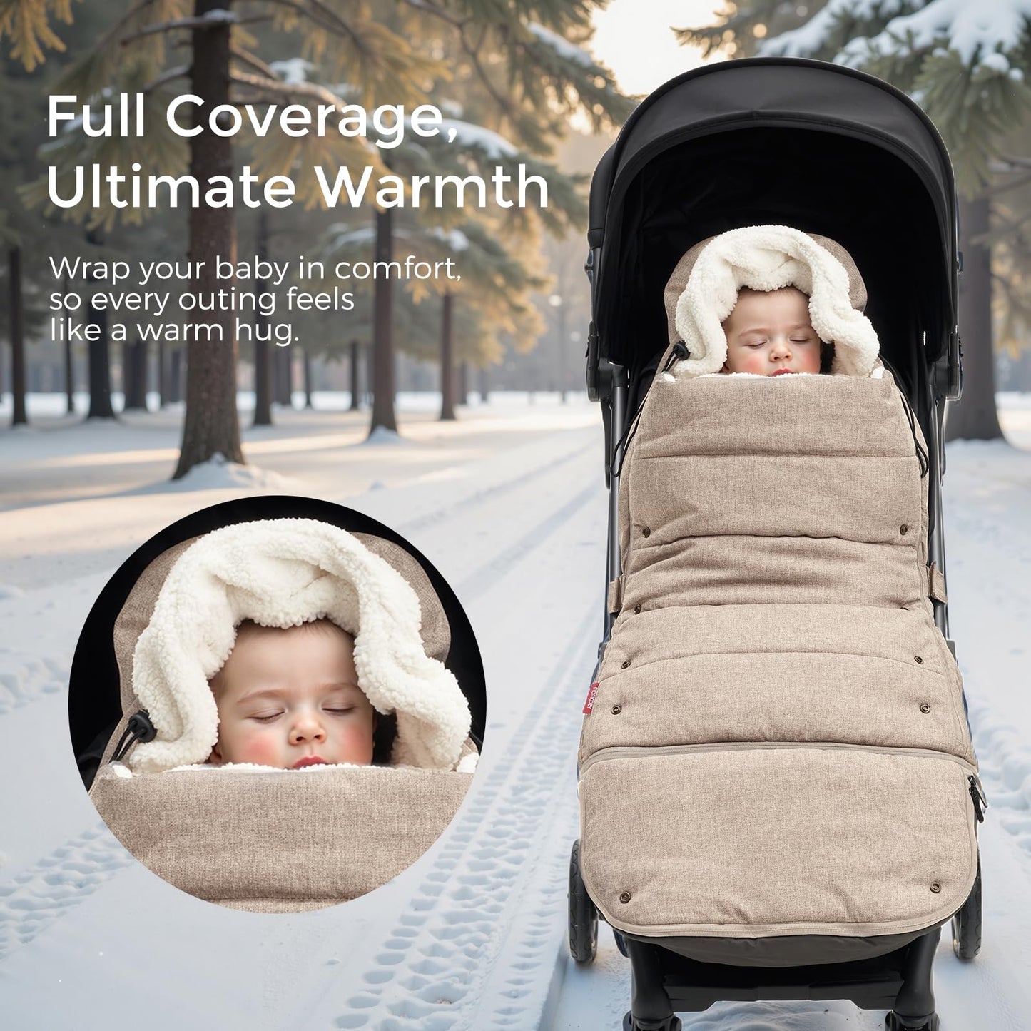 Momcozy Universal Footmuff | Easily Attaches To Most Strollers | Ultra-Plush, Weather-Proof | Deluxe Warm Bunting Bag | Extendab