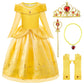 Relibeauty Little Girls Princess Costume Dress Up With Accessories, Yellow 7-8/140