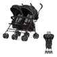 Dream On Me Volgo Twin Umbrella Stroller in Black, Lightweight Double Stroller for Infant & Toddler, Compact Easy Fold, Large St