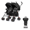 Dream On Me Volgo Twin Umbrella Stroller in Black, Lightweight Double Stroller for Infant & Toddler, Compact Easy Fold, Large St