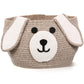 Zopeal Dog Woven Basket Cute Woven Cotton Rope Puppy Animal Storage Basket for Laundry Toy Gift(Brown, White,13 x 8 Inch)