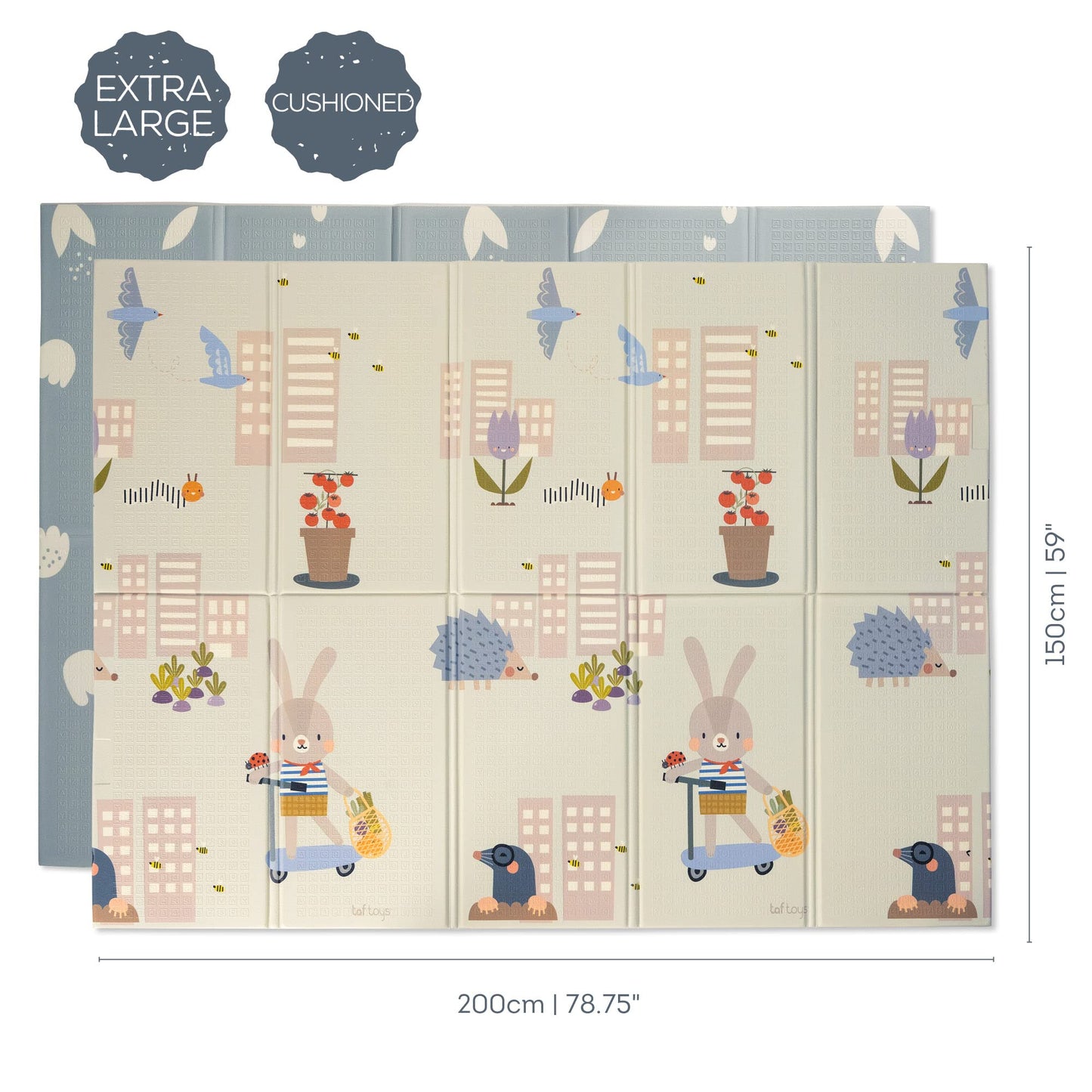 Taf Toys Taf13085 Urban Garden Extra-Large Cushioned Folded Play 200 X 150Cm Baby Mat For Floor. Foldable Babies & Toddlers. Wat