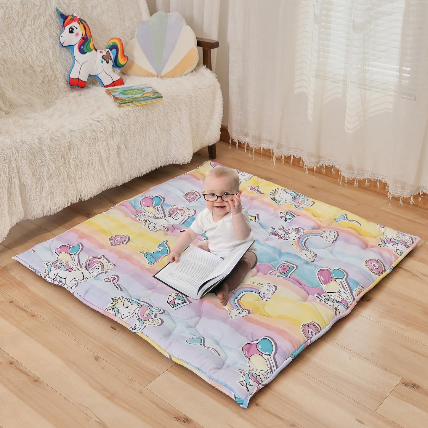 Napcure Baby Play Mat For Floor,50     50    Thick Ultra Soft Playpen Baby Mat For Playing,Non-Slip Baby Crawling Playmat For Ba