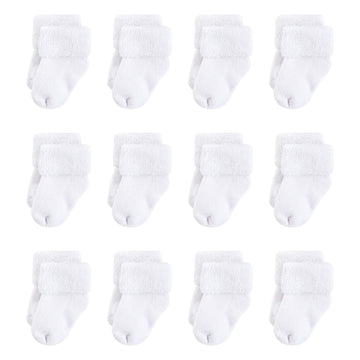 Touched By Nature Kid'S Organic Basic Socks Sockshosiery, White Terry Socks Pink, 6-12 Months