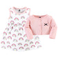 Hudson Baby Baby Girls' Cotton Dress And Cardigan Set, Modern Rainbow, 9-12 Months