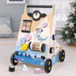 PairPear Wooden Baby Walker, Baby Push Walker Activity Center Toys,Montessori Walker Toy with Shape Sorter, Adjustable Speed Act