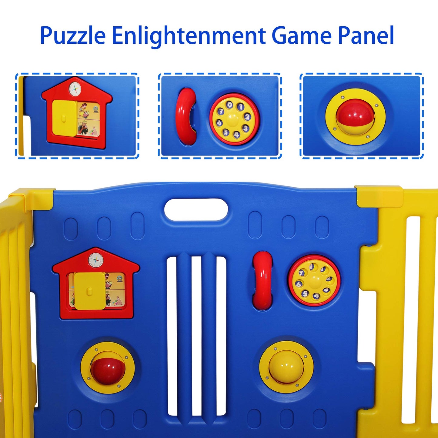 Kidzone Baby Playpen Kids 8 Panel Safety Play Center Yard Home Indoor Outdoor Pen Play Pen Children Activity (Blue)