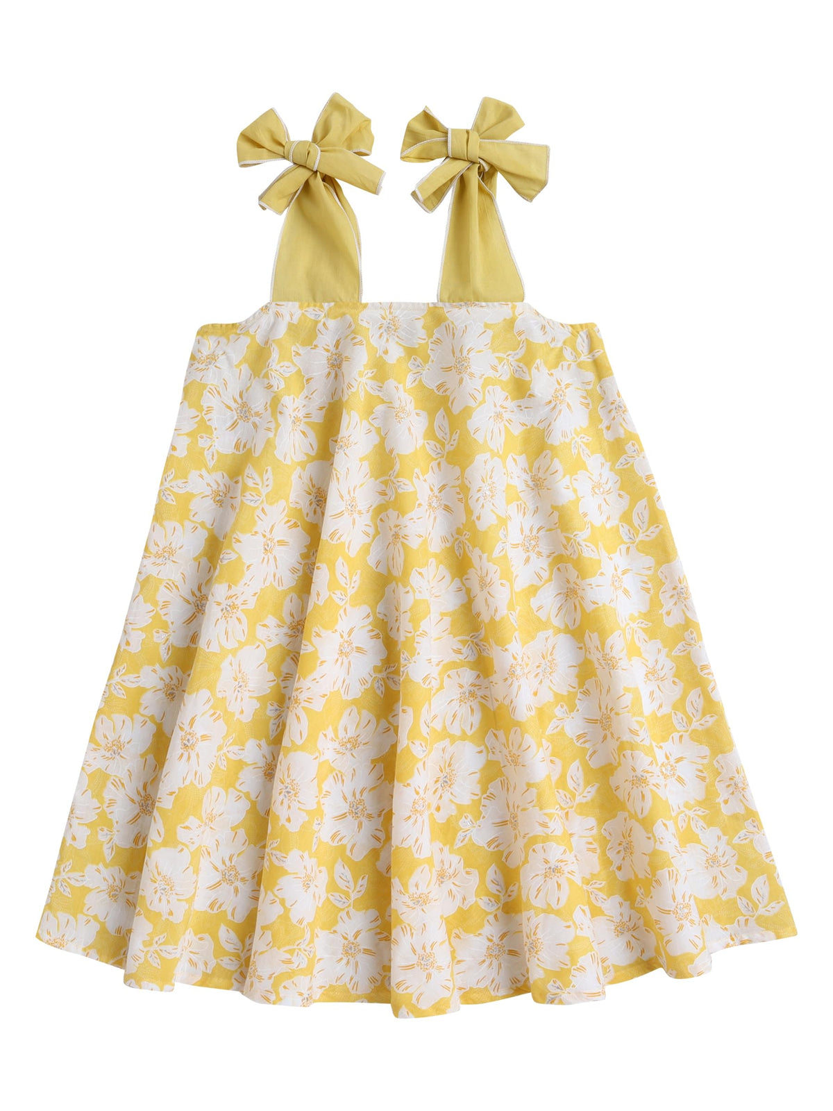 The Magic Wand Cotton TieUp Floral Printed Dress For Kids Baby Girls Shoulder Starp With Bow Knee Length Frocks Midi For Toddle