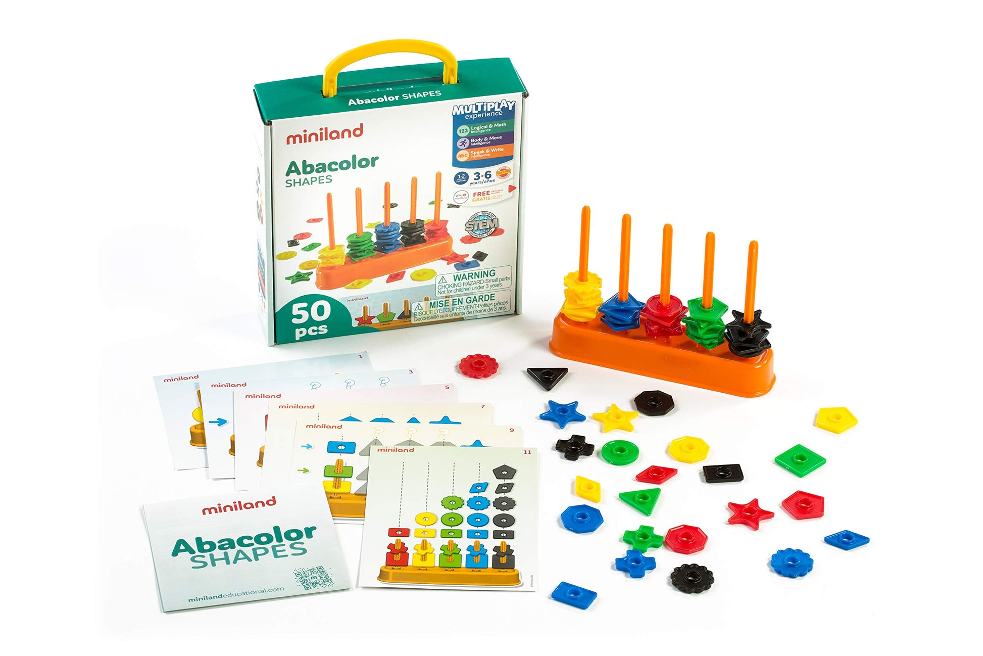 Miniland Abacolor Shapes (50pcs) - STEM, Maths, Numbers, School, Activities