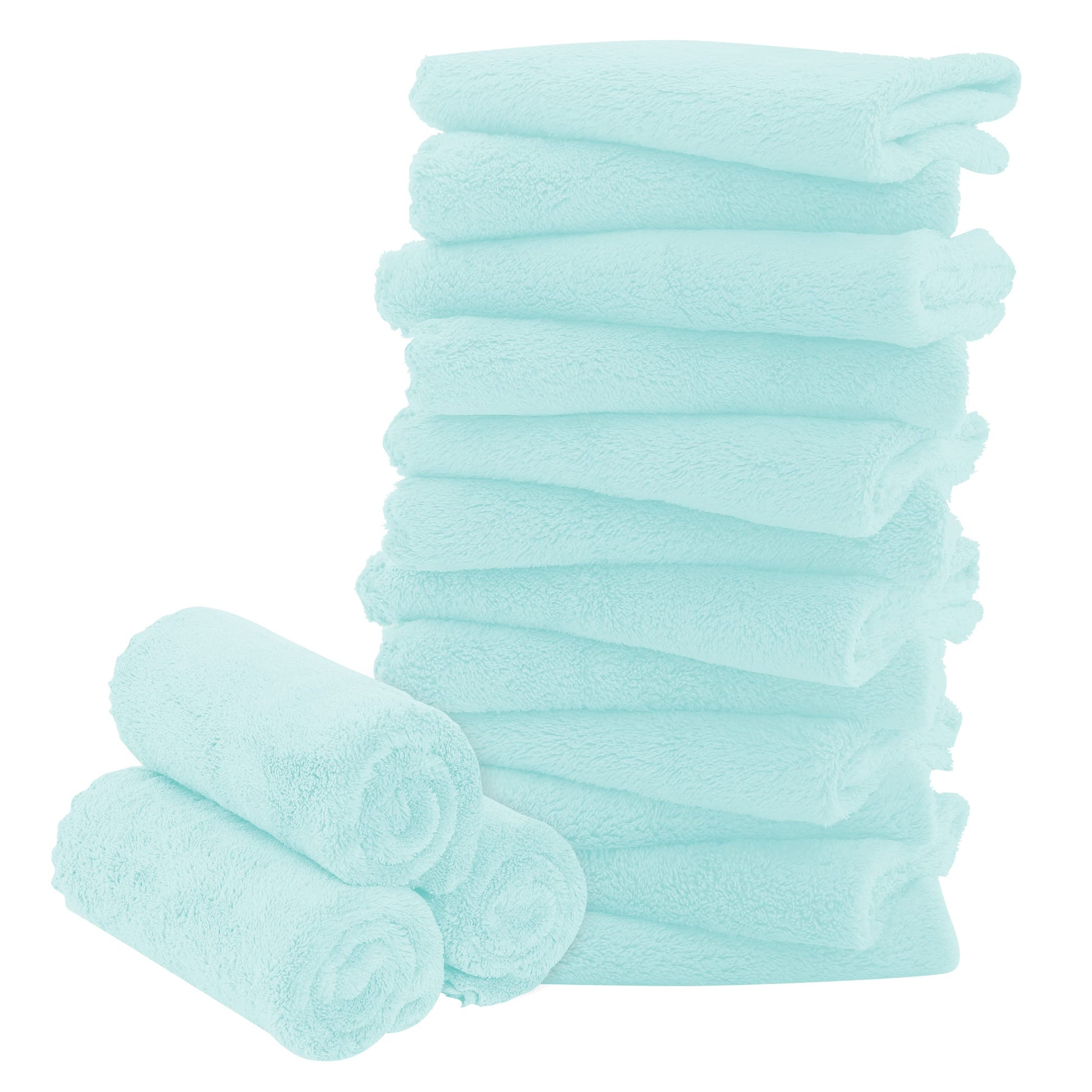 16 Pack Baby Washcloths - Luxury Coral Fleece - Extra Absorbent And Soft Wash Clothes For Newborns, Infants And Toddlers - Suita