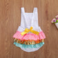 Cute Baby Girl First Birthday Outfit Halter Romper Ice Cream Cake Smash Bodysuit Sunsuit (A-White, 6-12 Months)