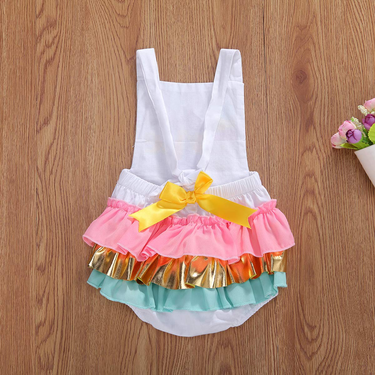 Cute Baby Girl First Birthday Outfit Halter Romper Ice Cream Cake Smash Bodysuit Sunsuit (A-White, 6-12 Months)