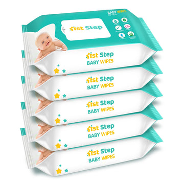1St Step Baby Wet Wipes Enriched With AloeVera And Jojoba Oil (80Pcs, Pack Of 5)