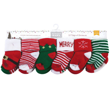 Hudson Baby Unisex Baby Cotton Rich Newborn And Terry Socks, 12 Days Of Christmas, 0-6 Months