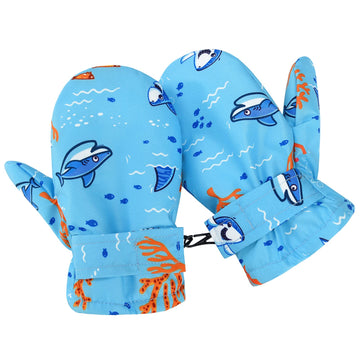 American Trends Baby Mittens Winter Toddler Gloves For Boy Girl Waterproof Ski Mittens Warm Fleece Toddler Mittens Orange Coral