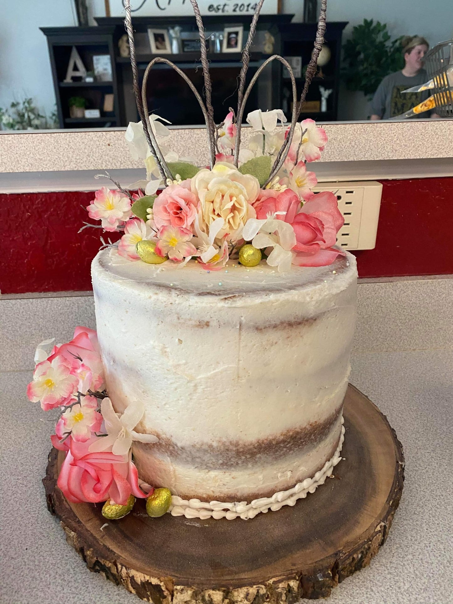 Dreamlily Baby Girls Flower Crown Spring Bunny Headband Woodland Floral Head Piece For Toddler Bb14 (Pink)