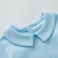 Pureborn Baby Boys Bodysuit Long Sleeve Cotton Peter Pan Collar Romper Spring Fall One-Piece Outfit Blue 3-6 Months