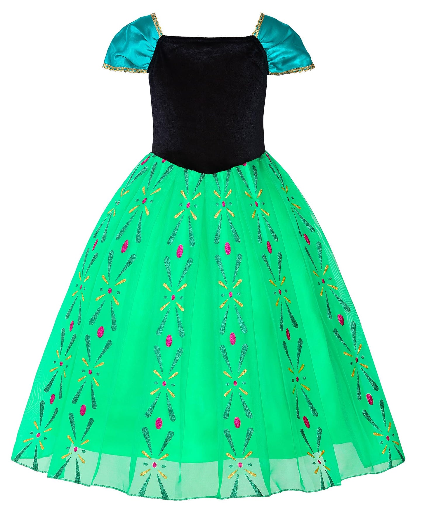 Reliparty Girls Princess Costume Dress Up Green, With Accessories,100