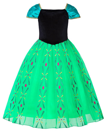 Reliparty Girls Princess Costume Dress Up Green, With Accessories,100