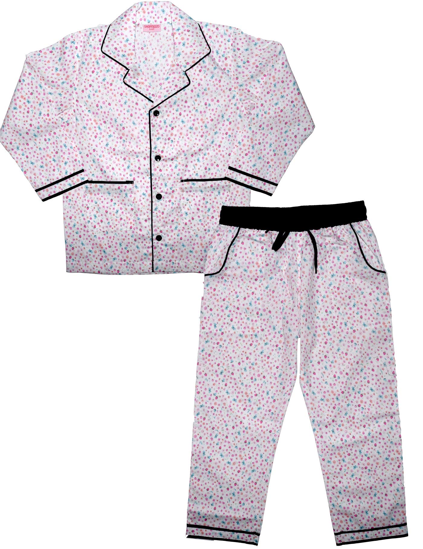 SHOPmOZO Unisex Pure Cotton Printed Night Suit for Boys and Girls Top and Bottom Combo Sleep Wear (SM00262UNISEXSWSS_23 Years 