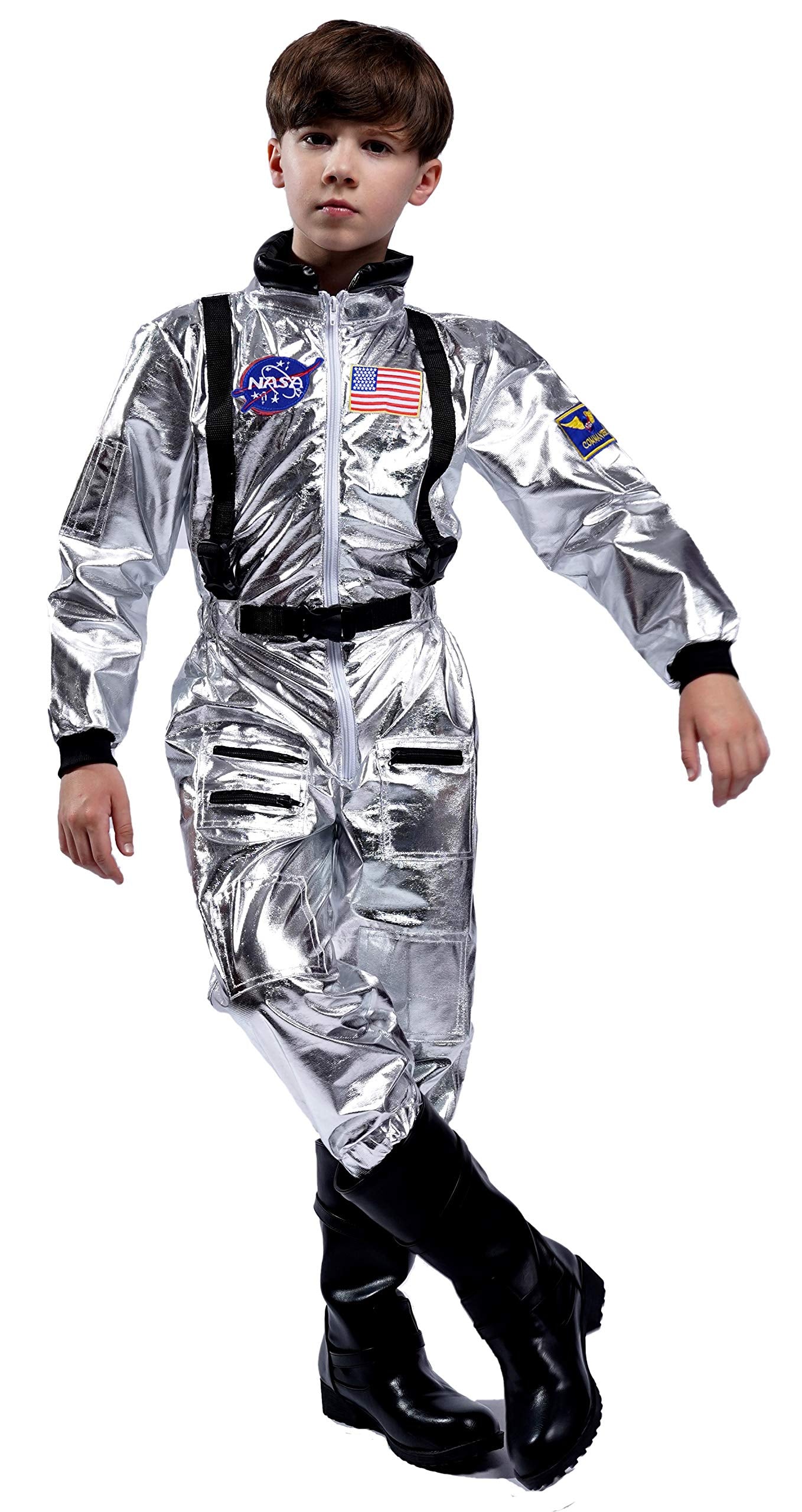 Maxim Party Supplies Kids Astronaut Space Suit Costume Cosplay Jumpsuit With Embroidered Patches And Pockets For Children And To